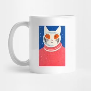 Astronaut Cat Portrait Retro Poster Vintage Art Astronaut Wall Space Pink Illustration Mug